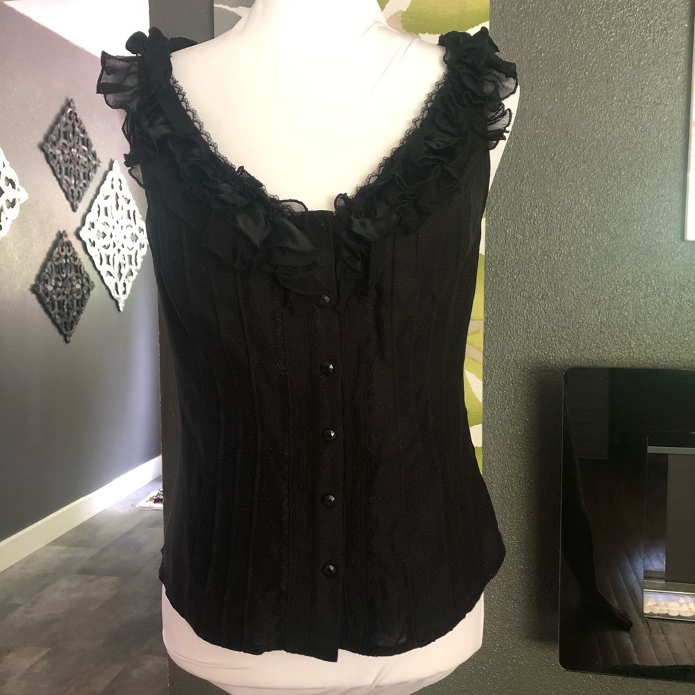 bebe Black Ruffle Top